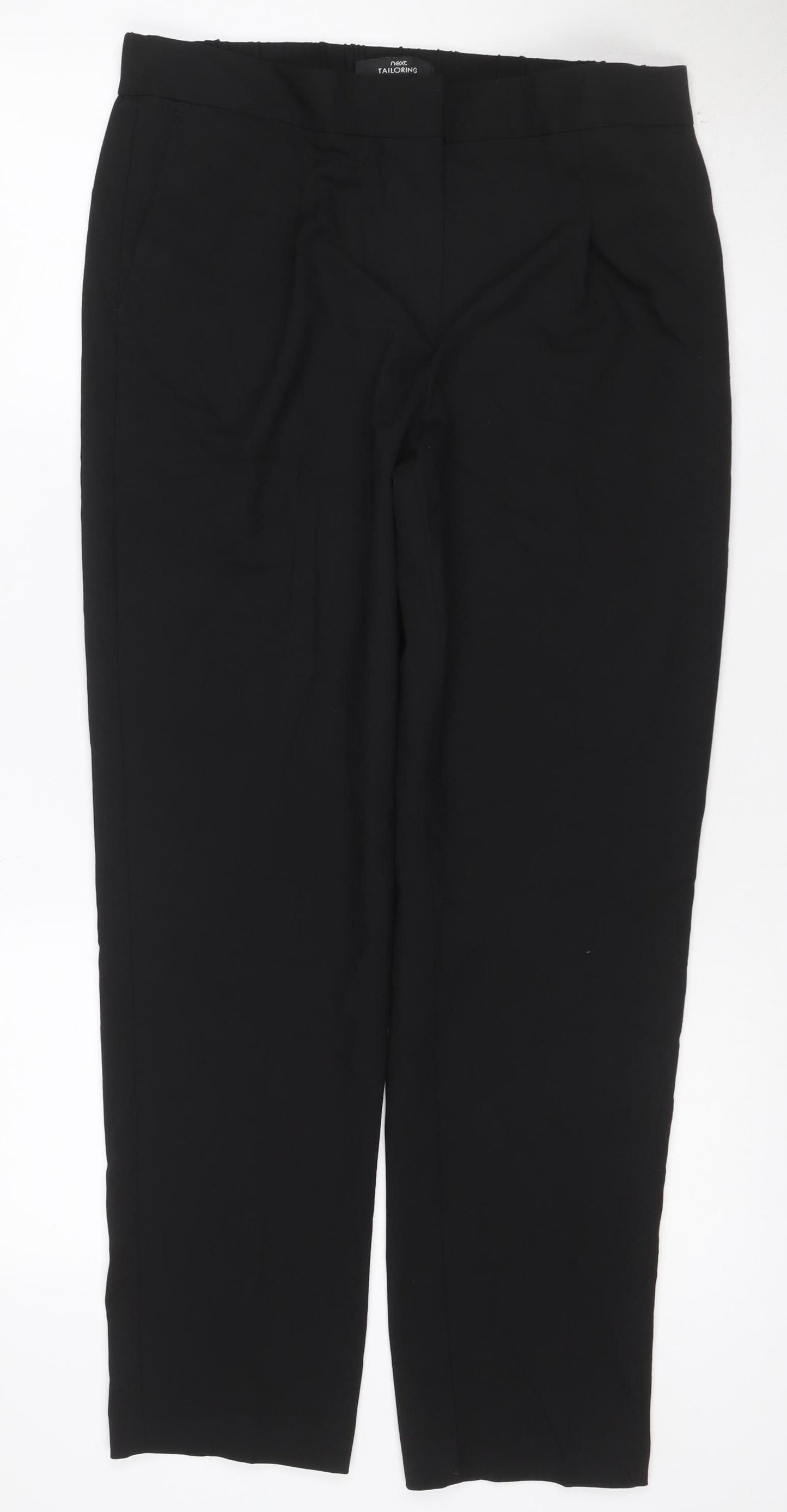 Next Women’s Black UK 12 Tailoring Elastic Waist Straight Trousers
