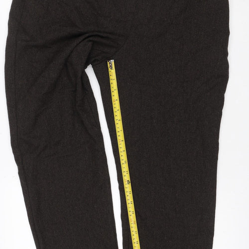 M&S Women’s Brown Herringbone Wool Blend Straight Dress Trousers UK 18 Short
