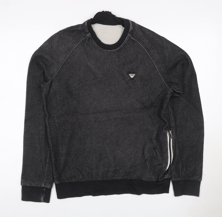Armani Jeans Men’s Black S Pullover Crew Neck Logo Sweatshirt