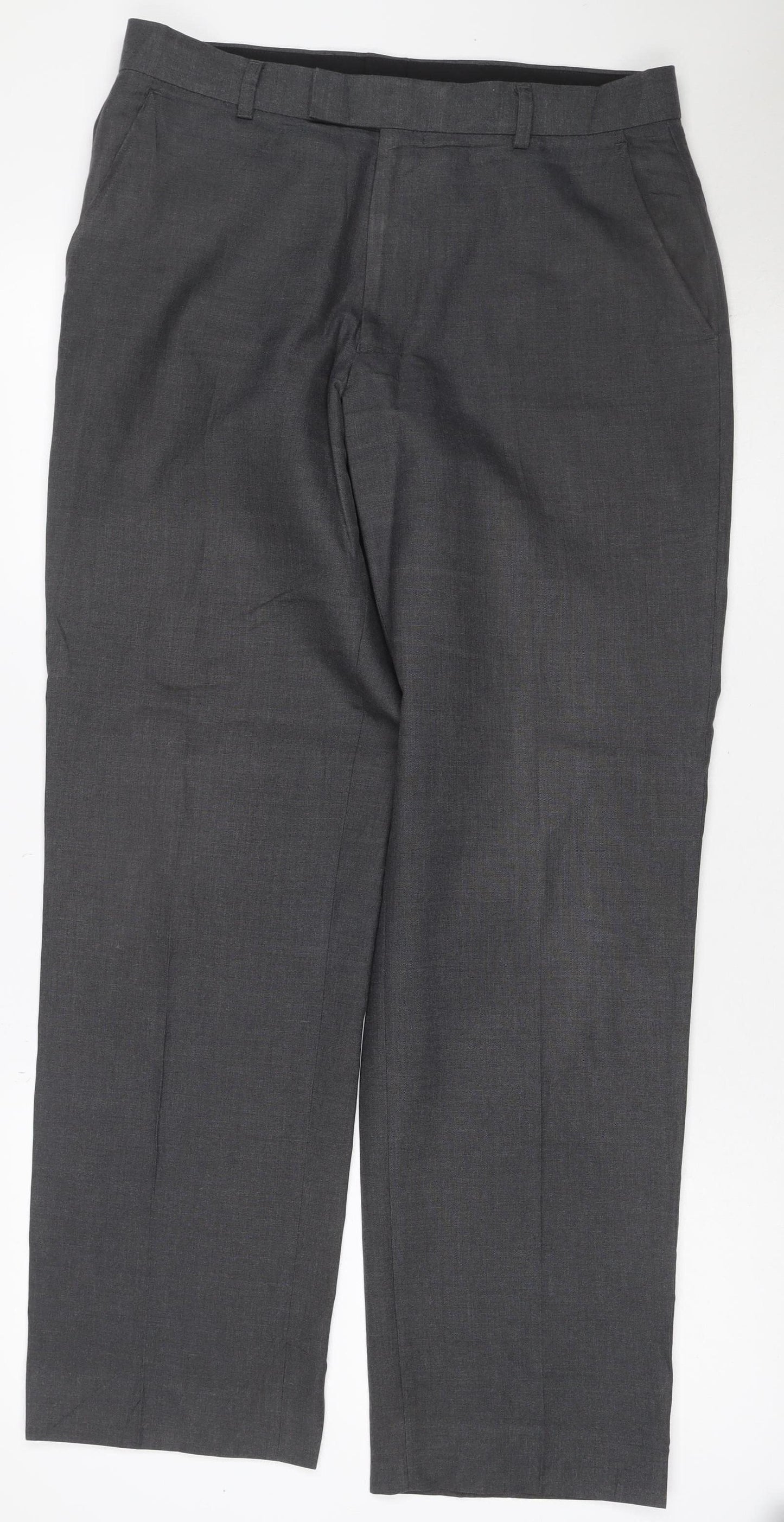 Marks and Spencer Men’s Grey 32 31 Straight Dress Trousers