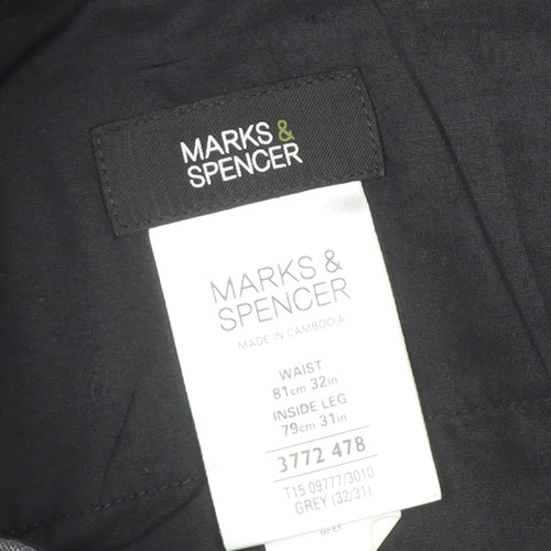 Marks and Spencer Men’s Grey 32 31 Straight Dress Trousers