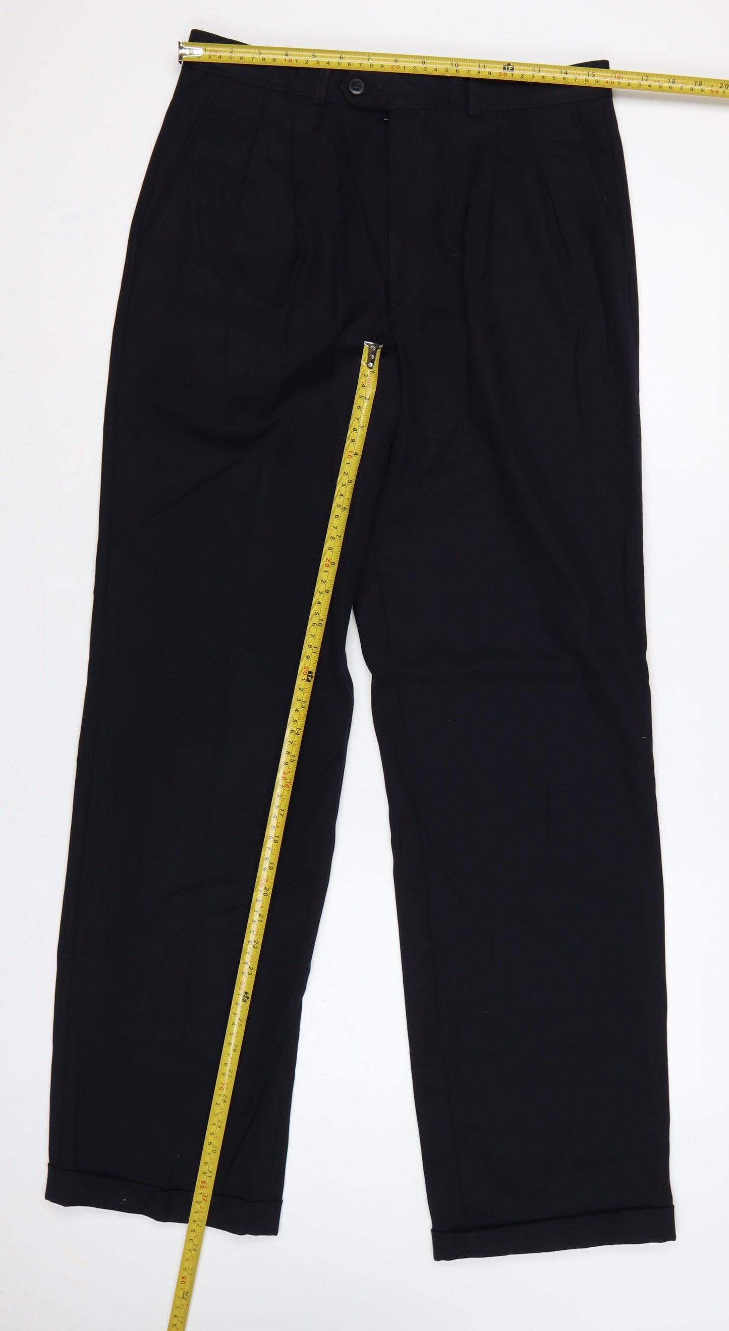 Jaeger Men’s Black 48L Pure Wool Straight Dress Trousers