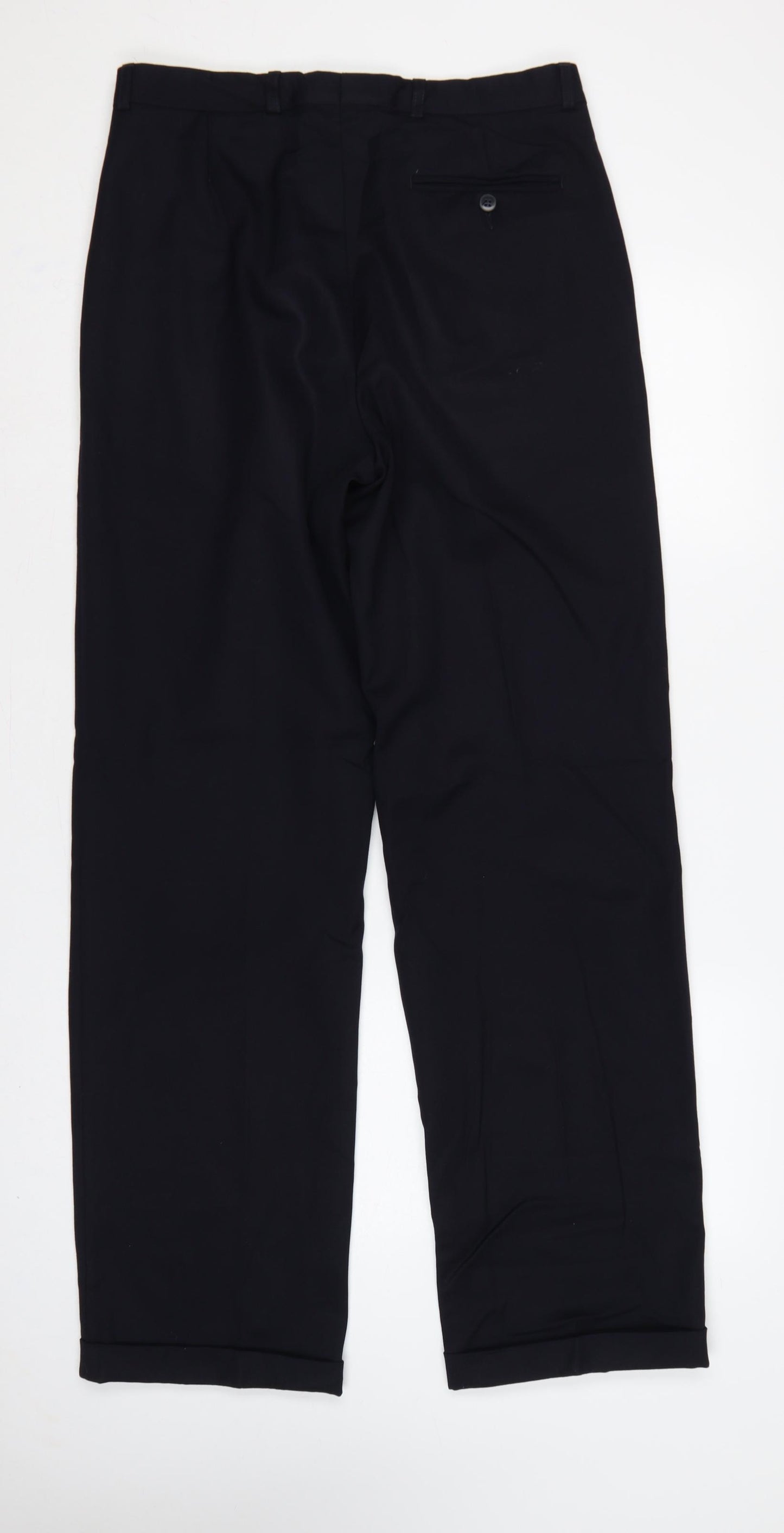 Jaeger Men’s Black 48L Pure Wool Straight Dress Trousers