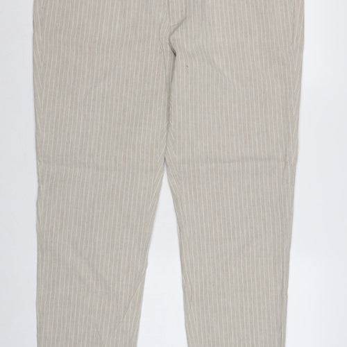 Marks & Spencer Men's Beige 42in Linen Stripe Tailored Dress Trousers