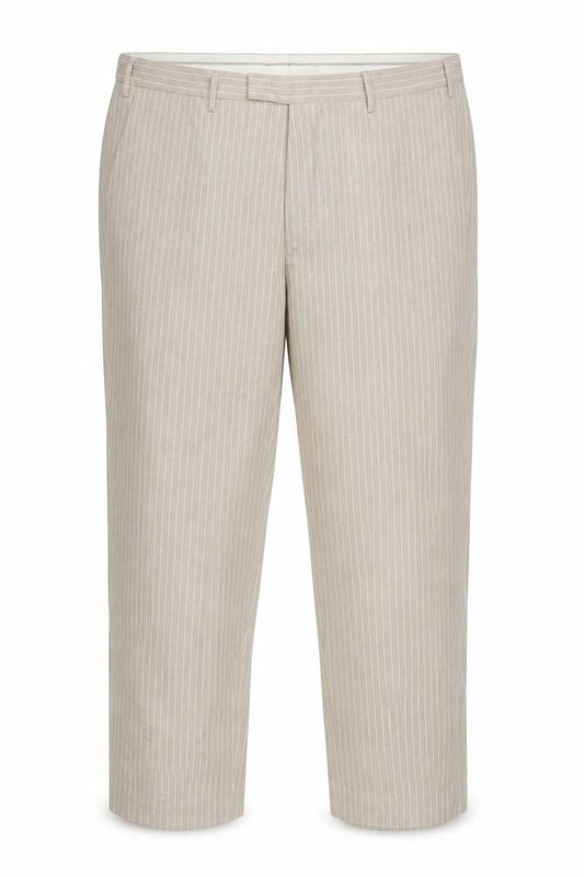 Marks & Spencer Men's Beige 42in Linen Stripe Tailored Dress Trousers