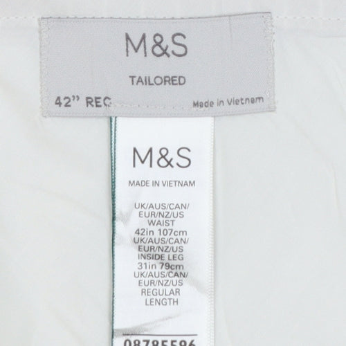 Marks & Spencer Men's Beige 42in Linen Stripe Tailored Dress Trousers