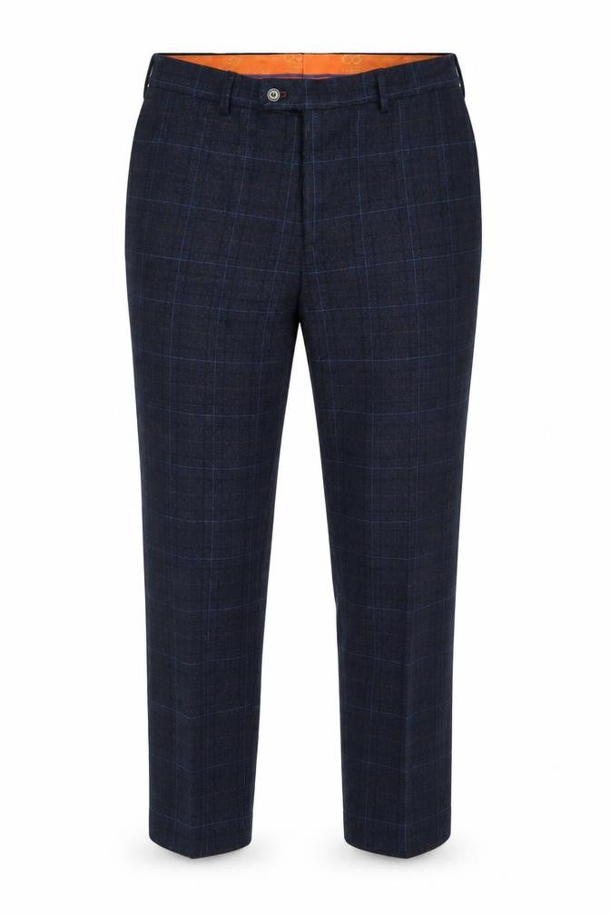 House of Cavani Men's Blue Check 40R Dress Trousers Formal Lined