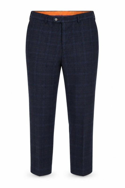 House of Cavani Men's Blue Check 40R Dress Trousers Formal Lined