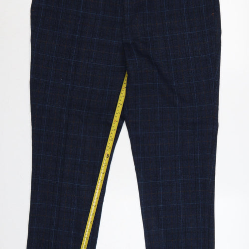 House of Cavani Men's Blue Check 40R Dress Trousers Formal Lined