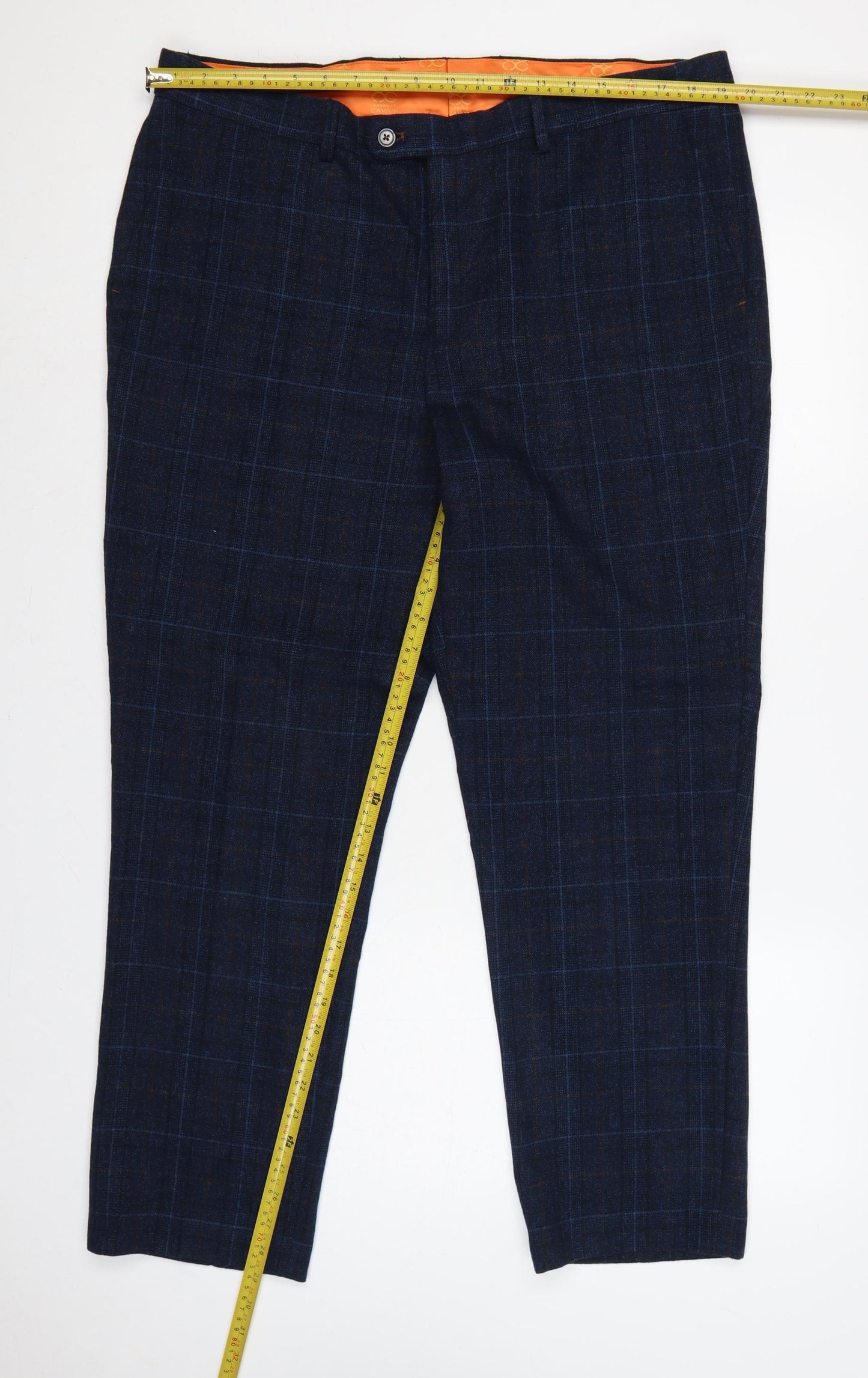 House of Cavani Men's Blue Check 40R Dress Trousers Formal Lined