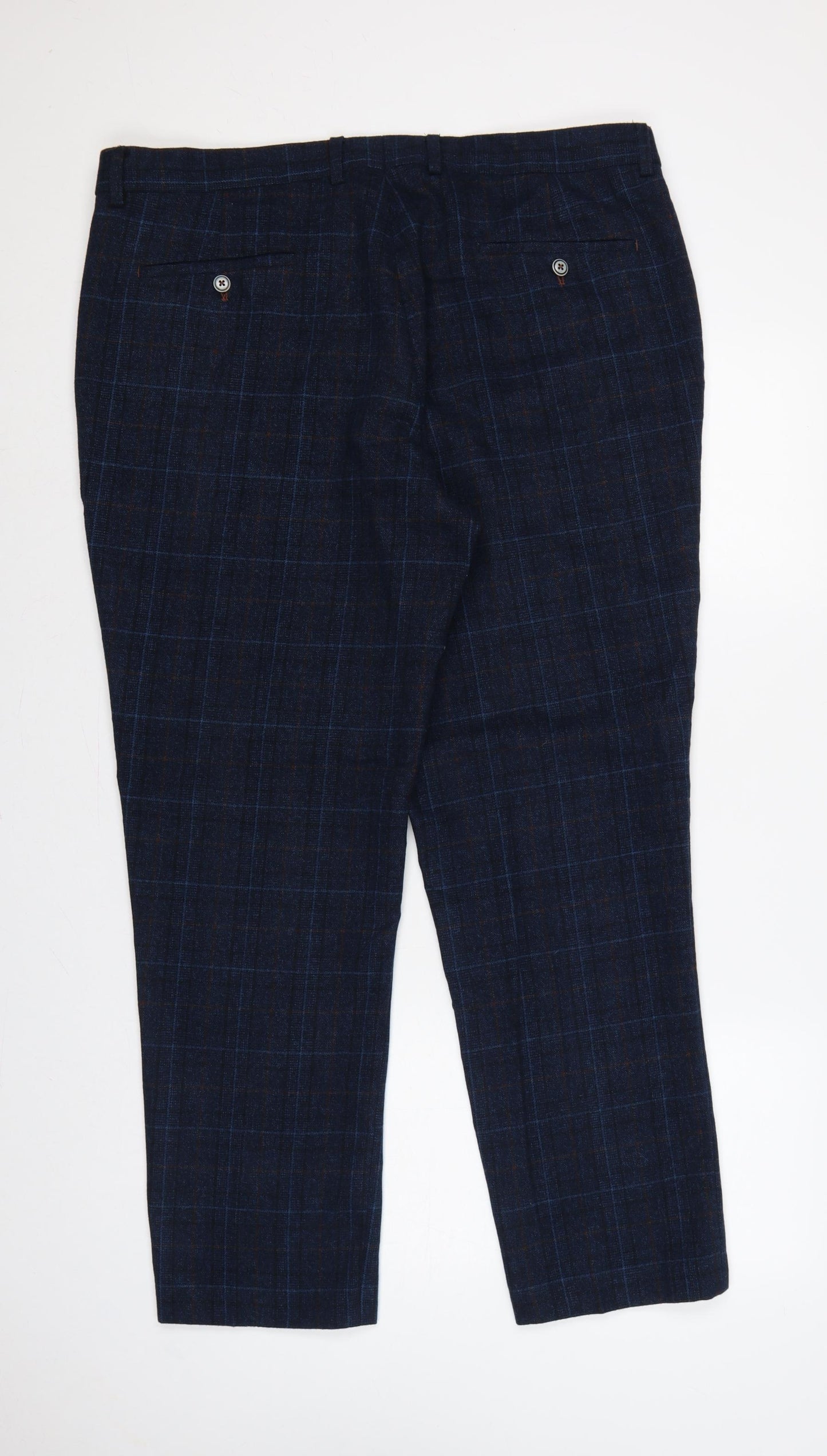 House of Cavani Men's Blue Check 40R Dress Trousers Formal Lined