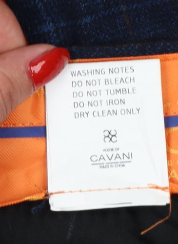 House of Cavani Men's Blue Check 40R Dress Trousers Formal Lined