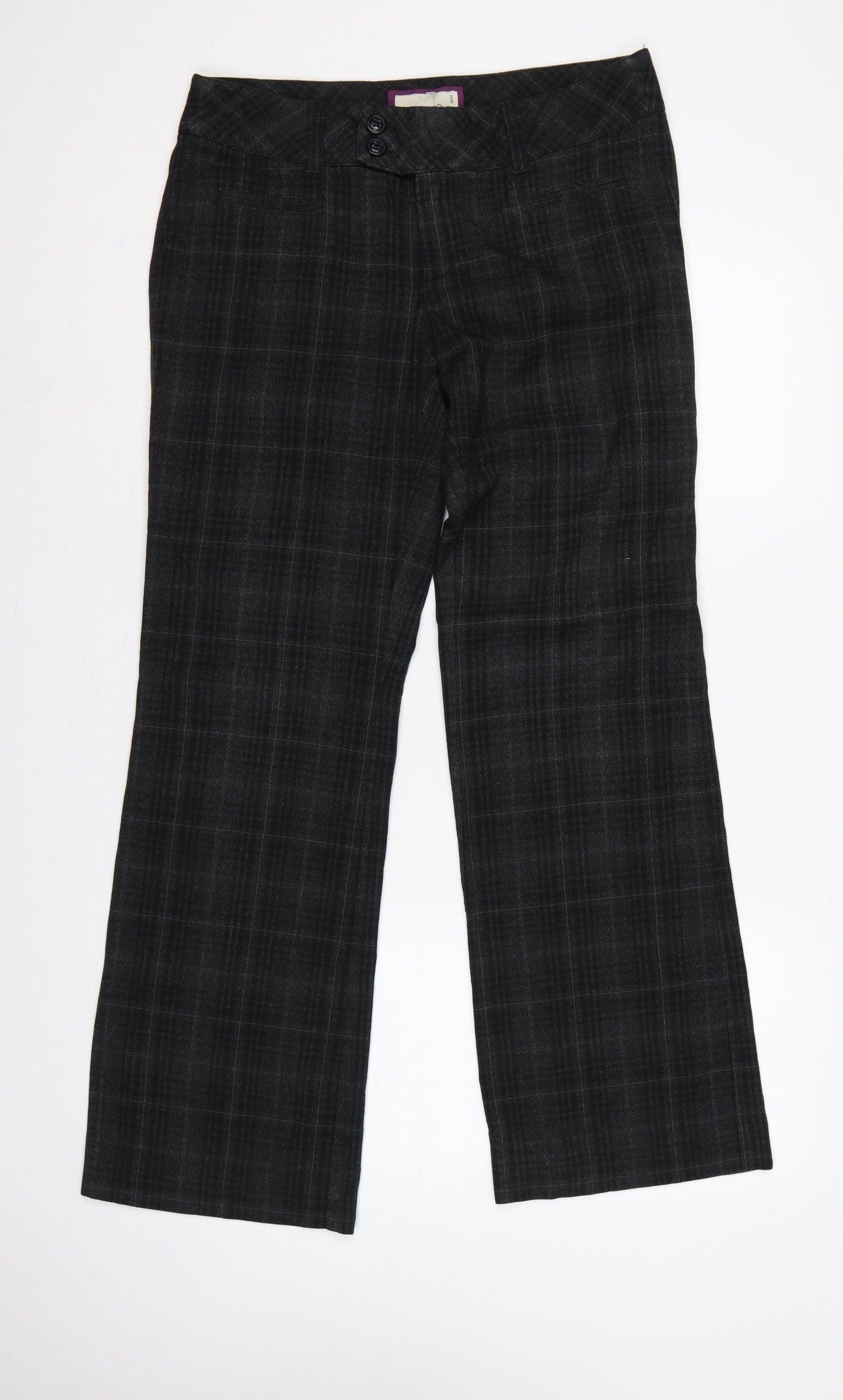 Esprit Women’s Black Check Bootcut Trousers UK 10 Tailored Workwear