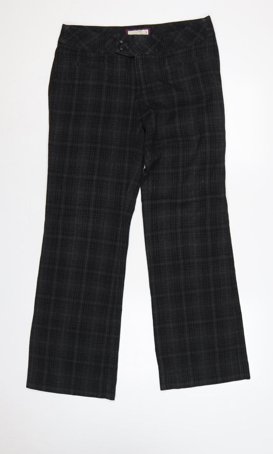 Esprit Women’s Black Check Bootcut Trousers UK 10 Tailored Workwear