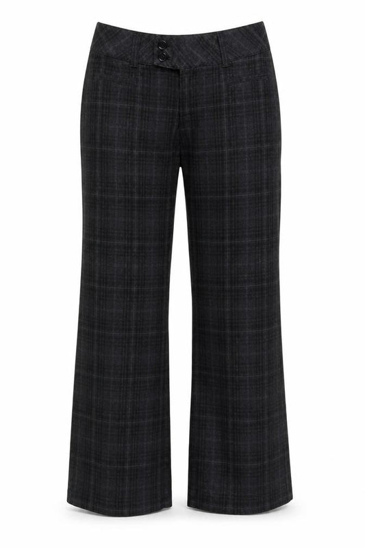 Front view of ESPRIT Women’s Black Check Bootcut Trousers UK 10 Tailored Workwear