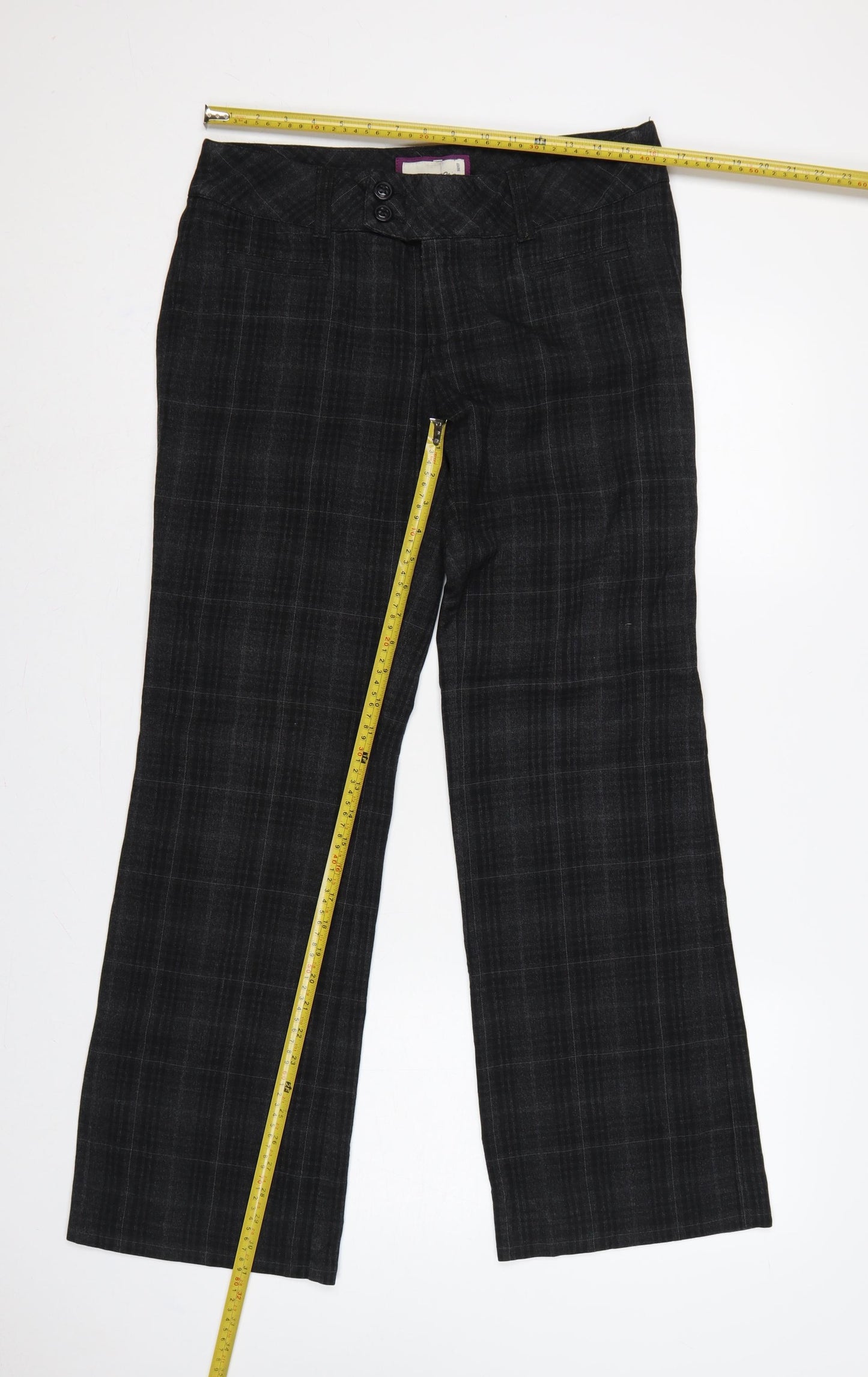 Esprit Women’s Black Check Bootcut Trousers UK 10 Tailored Workwear