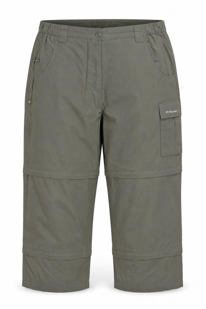 Front view of Mountain Life Women’s Grey, size UK 16, Convertible Cargo Trousers