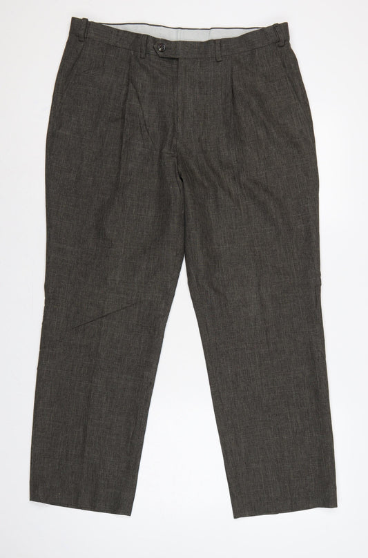 Marks and Spencer Men Grey 36 29 Straight Dress Trousers