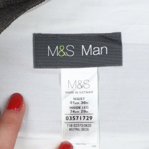 Marks and Spencer Men Grey 36 29 Straight Dress Trousers