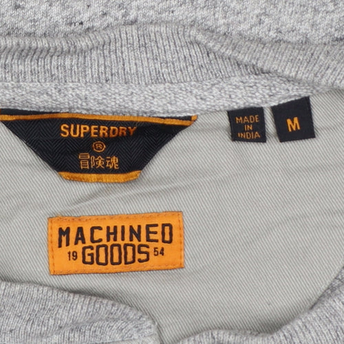 Superdry Men's Grey M Long Sleeve Henley T-Shirt Machined Goods