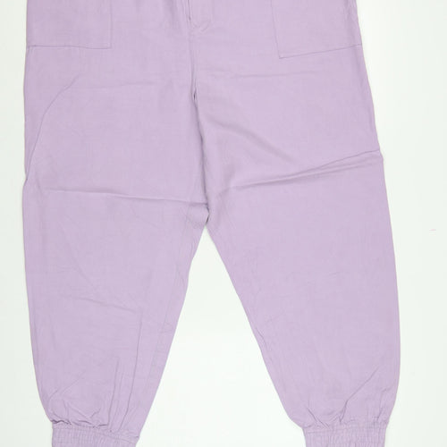 Autograph Women’s Purple Size 20 Lyocell Linen Cuffed Jogger Trousers
