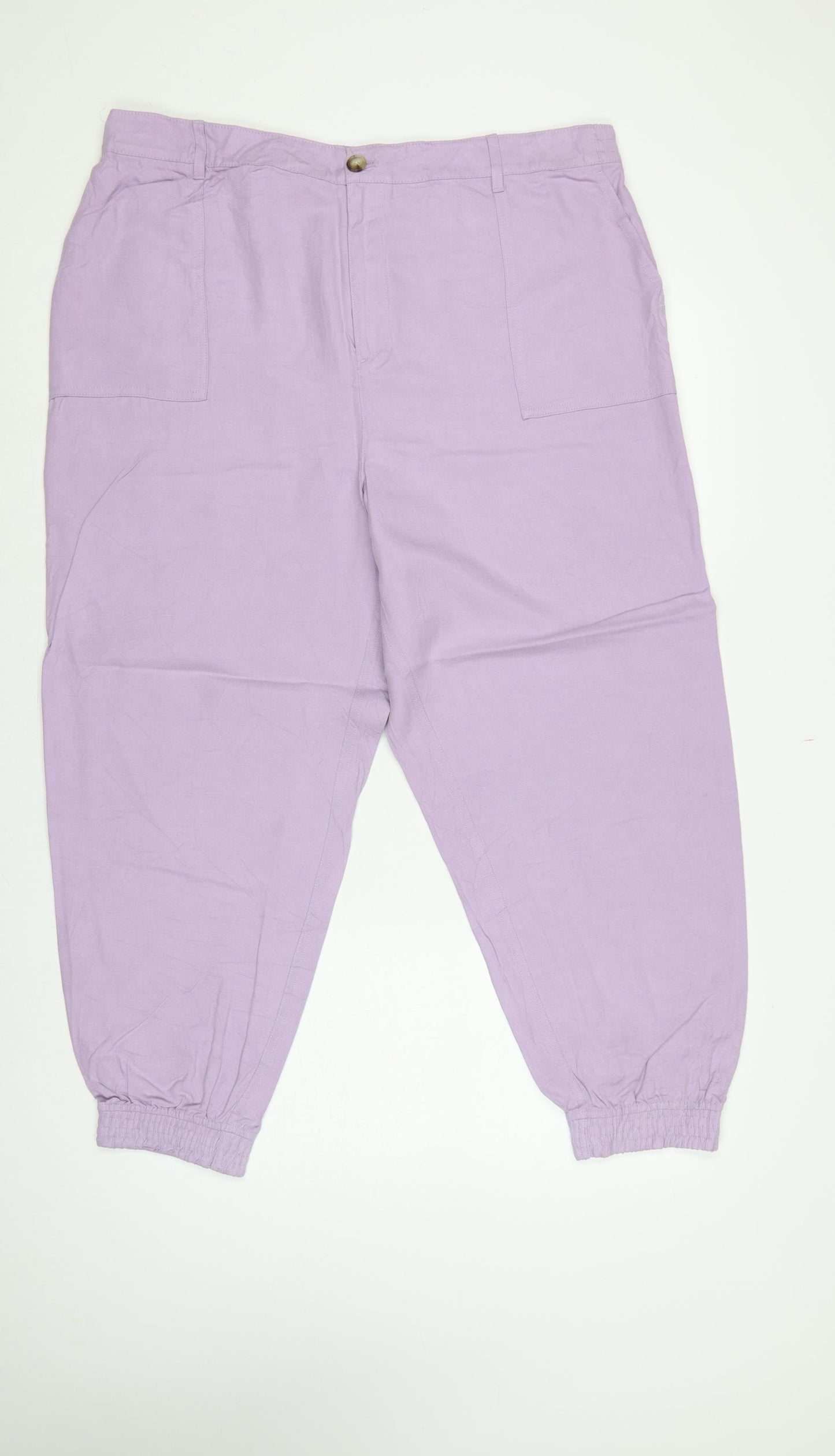 Autograph Women’s Purple Size 20 Lyocell Linen Cuffed Jogger Trousers