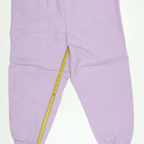 Autograph Women’s Purple Size 20 Lyocell Linen Cuffed Jogger Trousers