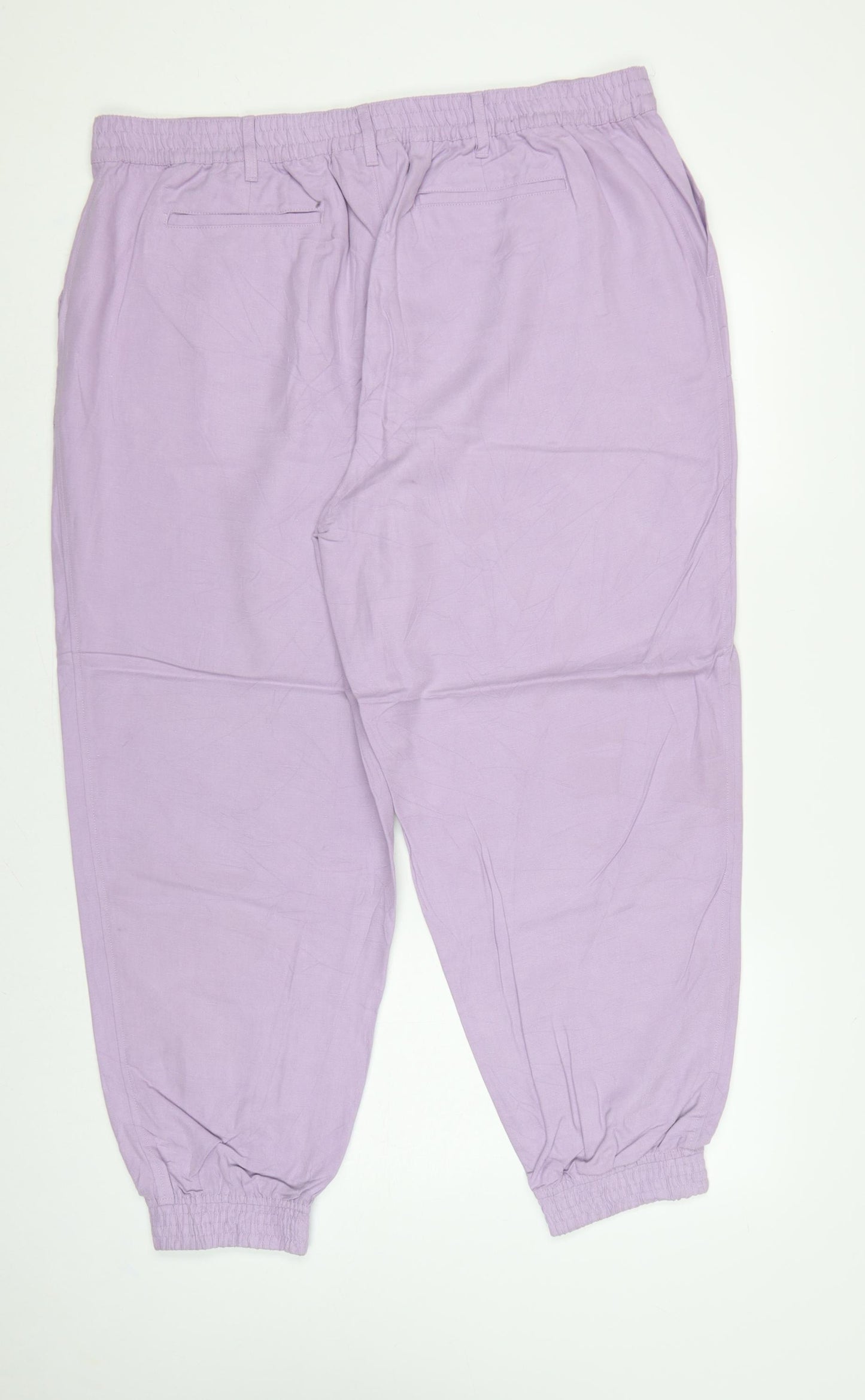 Autograph Women’s Purple Size 20 Lyocell Linen Cuffed Jogger Trousers