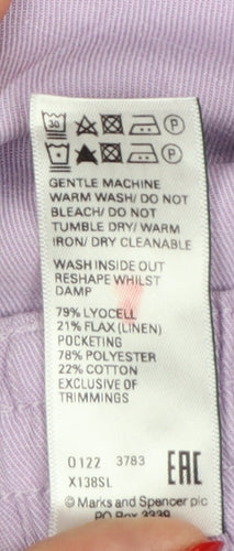 Autograph Women’s Purple Size 20 Lyocell Linen Cuffed Jogger Trousers