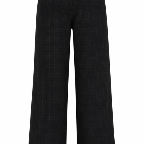 French Connection Women Black Check Wide-Leg Dress Trousers UK 10