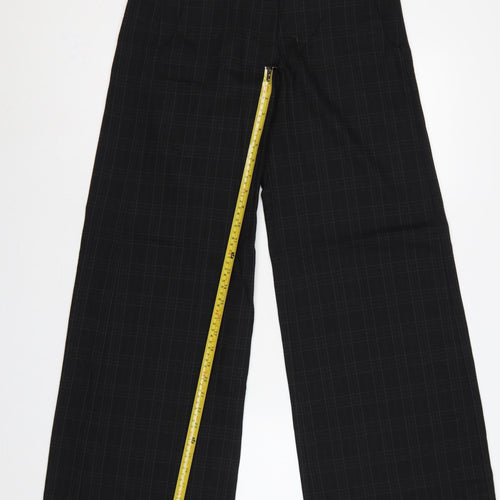 French Connection Women Black Check Wide-Leg Dress Trousers UK 10