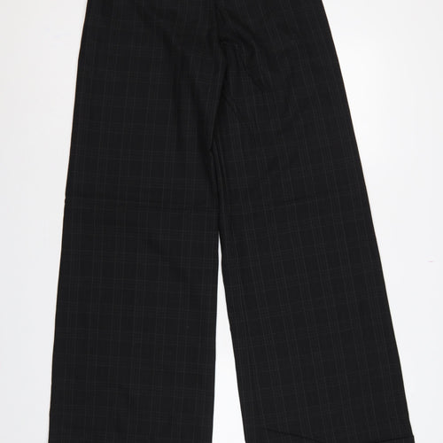 French Connection Women Black Check Wide-Leg Dress Trousers UK 10