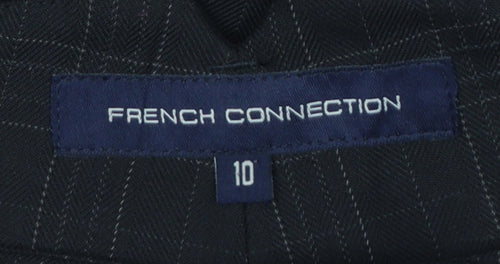 French Connection Women Black Check Wide-Leg Dress Trousers UK 10