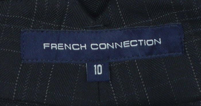 French Connection Women Black Check Wide-Leg Dress Trousers UK 10