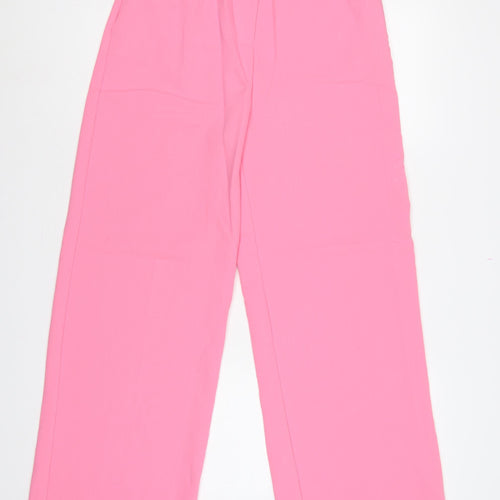 Zara Women Pink XS High Rise Wide Leg Pleated Dress Trousers