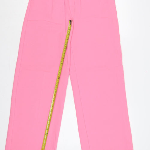 Zara Women Pink XS High Rise Wide Leg Pleated Dress Trousers