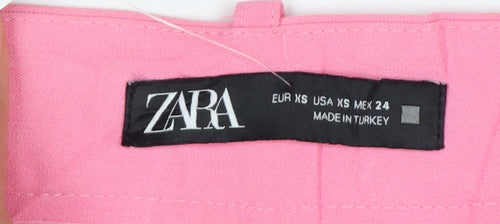 Zara Women Pink XS High Rise Wide Leg Pleated Dress Trousers