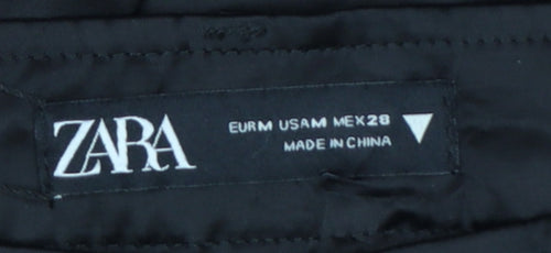 Zara Women Black M Cargo Straight Leg High Rise Trousers Pockets