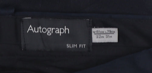 Marks & Spencer Autograph Men's Navy 32in Slim Fit Trousers 31in Leg