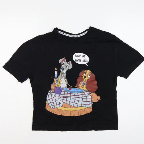 Disney at George Teens Black Size 8 Basic Lady and the Tramp T-Shirt