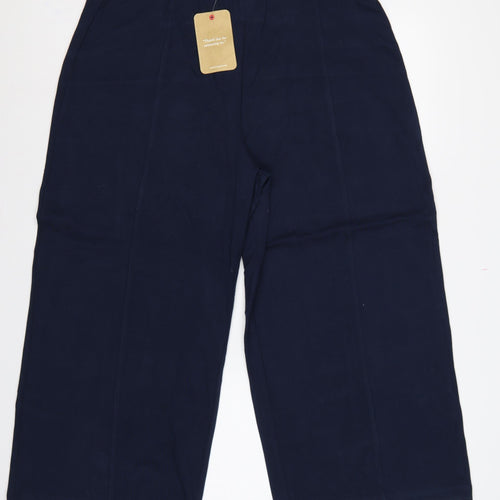 Cotton Traders Women's Midnight Blue UK 16 Wide Leg Cropped Trousers