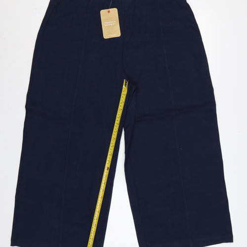 Cotton Traders Women's Midnight Blue UK 16 Wide Leg Cropped Trousers
