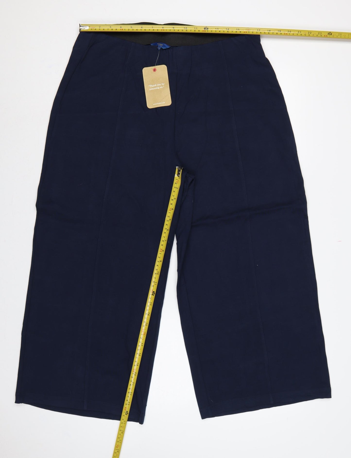 Cotton Traders Women's Midnight Blue UK 16 Wide Leg Cropped Trousers