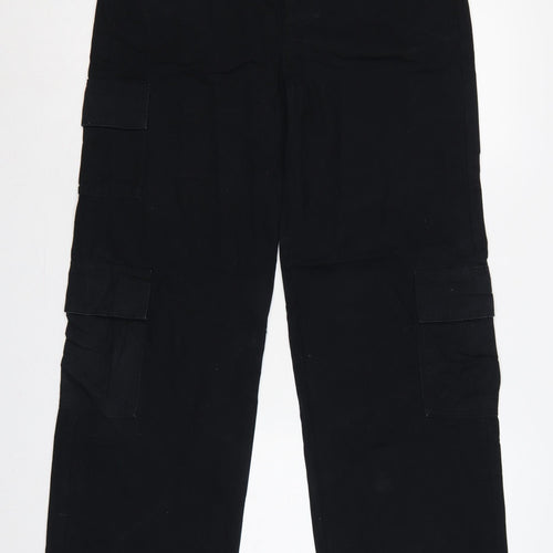 ASOS Design Women’s Black UK 8 High Rise Cotton Cargo Trousers