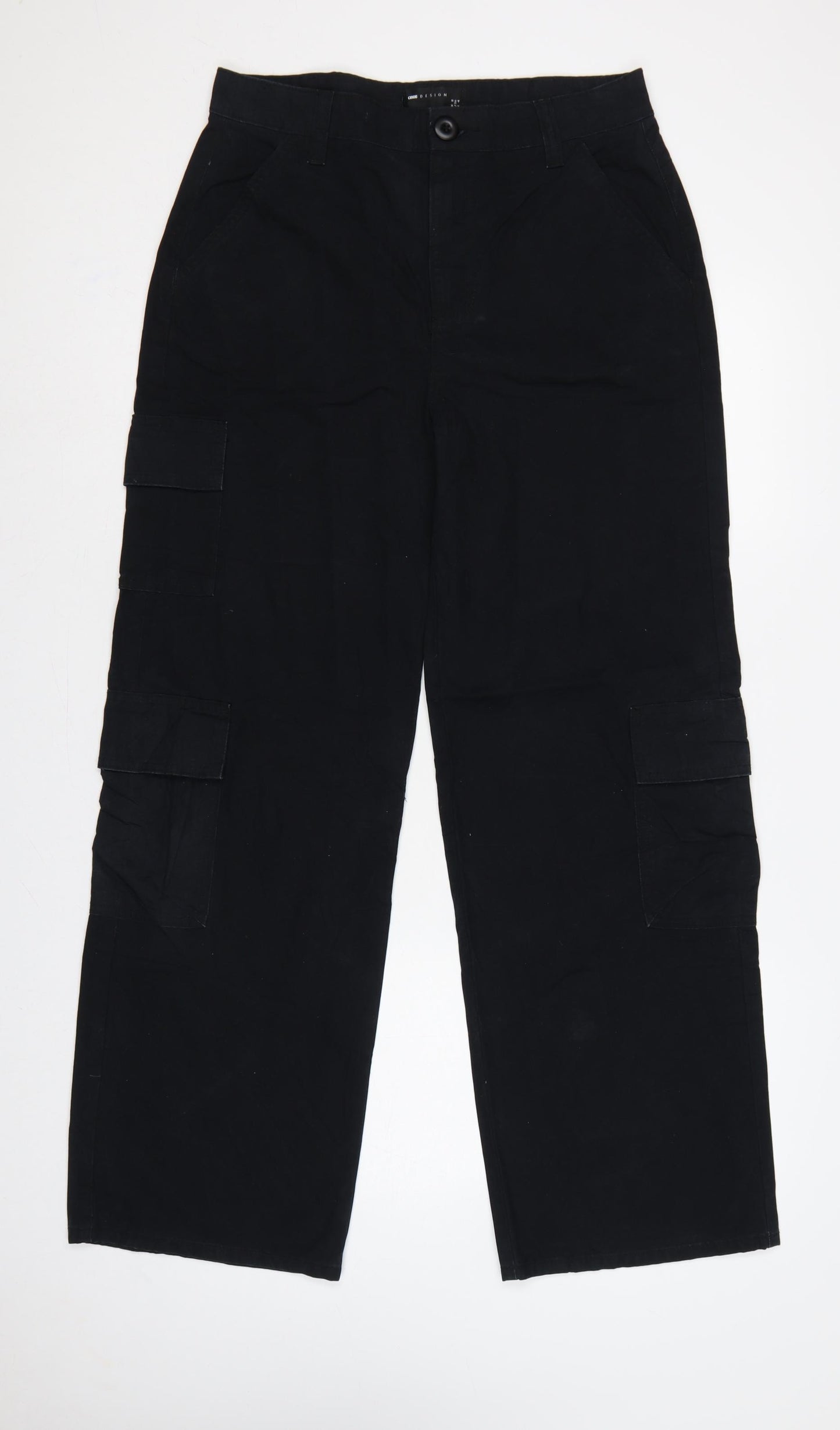 ASOS Design Women’s Black UK 8 High Rise Cotton Cargo Trousers