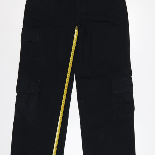 ASOS Design Women’s Black UK 8 High Rise Cotton Cargo Trousers