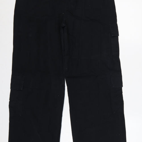 ASOS Design Women’s Black UK 8 High Rise Cotton Cargo Trousers