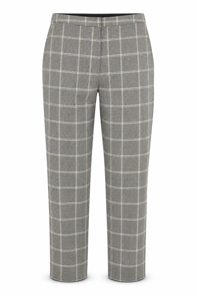 H&M Women Grey Check Tapered Dress Trousers UK 8 Stretch Pockets