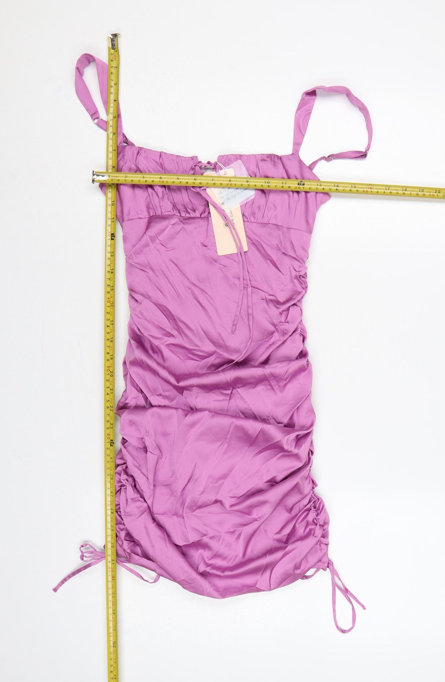 Oh Polly Women Purple UK 8 Bodycon Short Ruched Satin Party Dress
