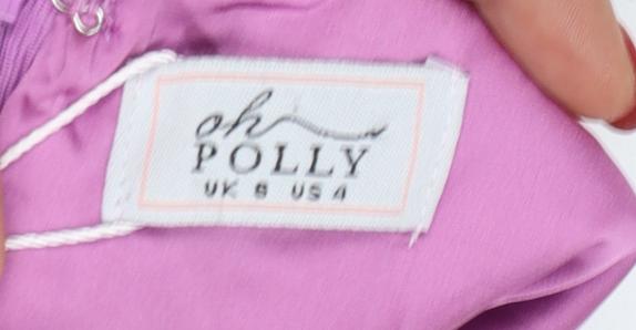 Oh Polly Women Purple UK 8 Bodycon Short Ruched Satin Party Dress